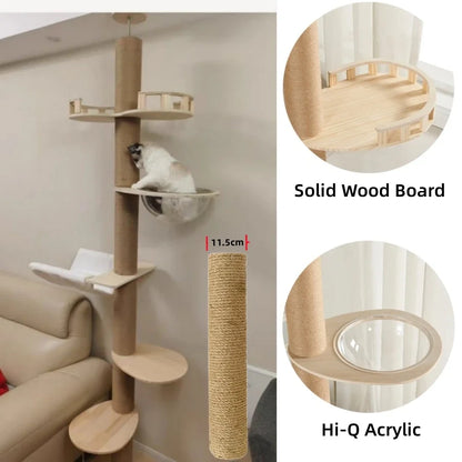 Adjustable Cat Tree  With Scratching Post