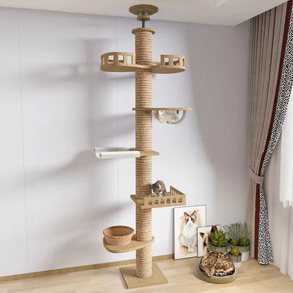 Adjustable Cat Tree  With Scratching Post