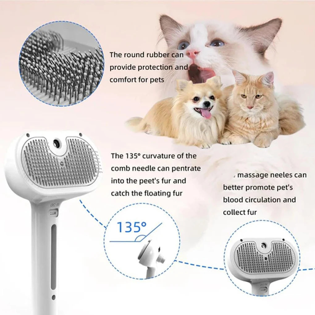 3in1 Pet Steam Spray Grooming Brush