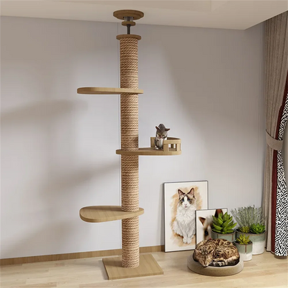 Adjustable Cat Tree  With Scratching Post