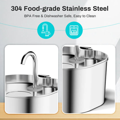 Stainless Steel 2.2L Automatic Cat Fountain