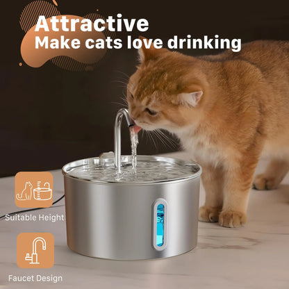 Stainless Steel 2.2L Automatic Cat Fountain