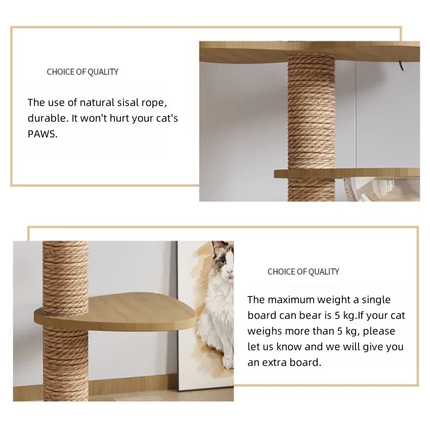 Adjustable Cat Tree  With Scratching Post