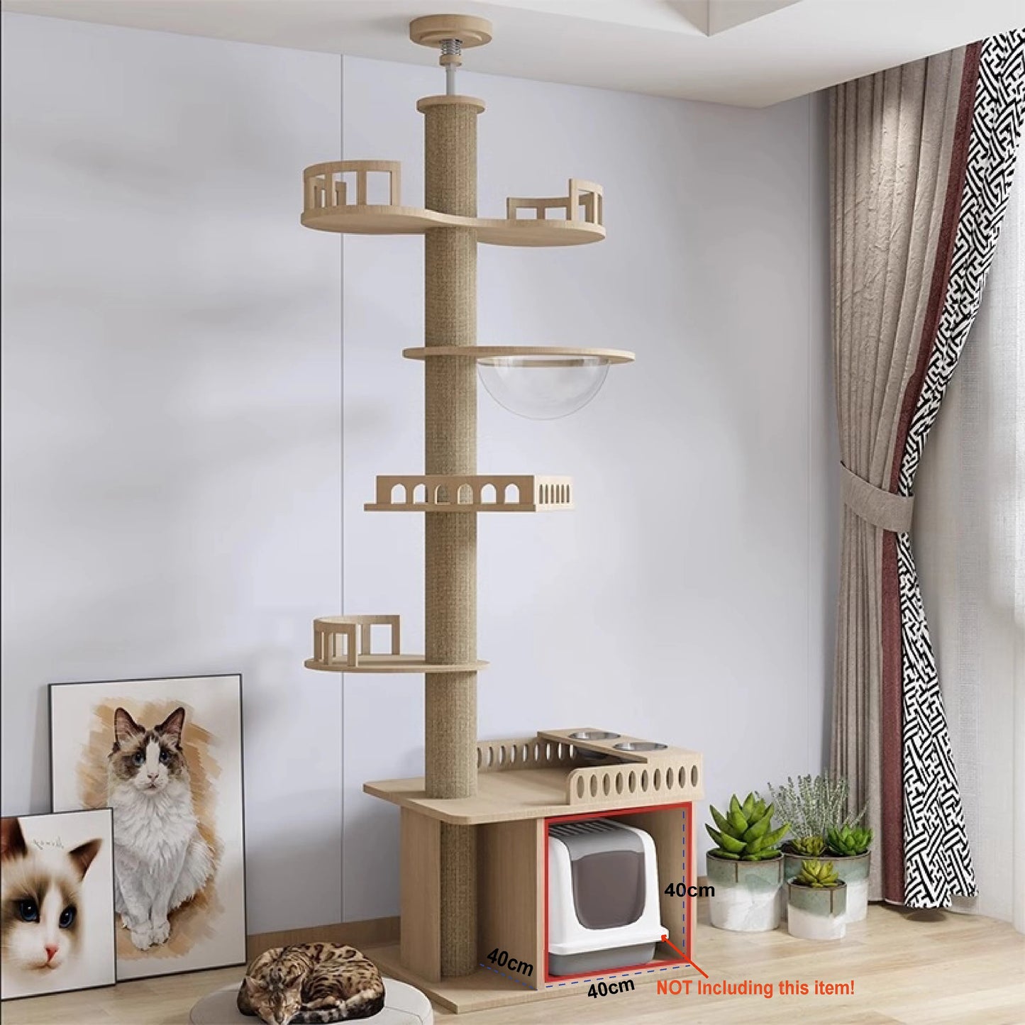 Adjustable Cat Tree  With Scratching Post