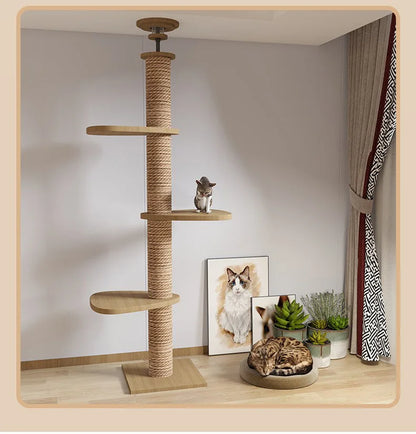 Adjustable Cat Tree  With Scratching Post