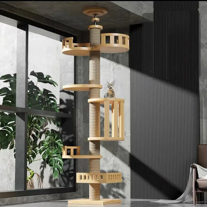 Adjustable Cat Tree  With Scratching Post