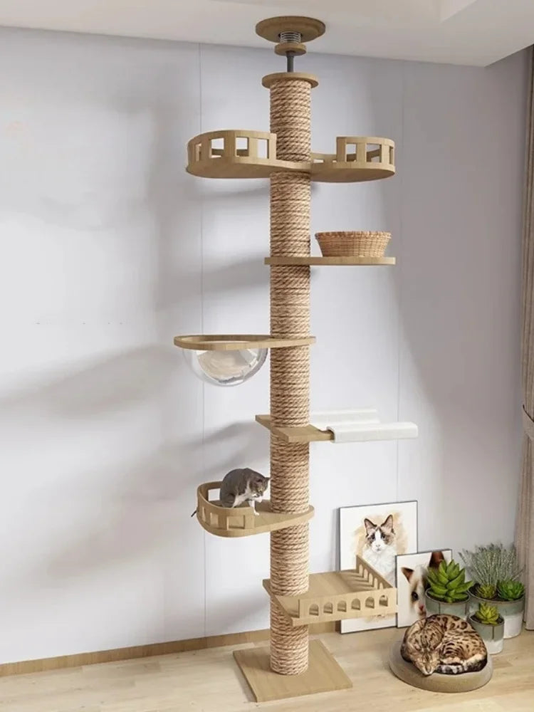 Adjustable Cat Tree  With Scratching Post