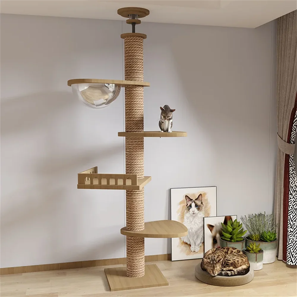 Adjustable Cat Tree  With Scratching Post