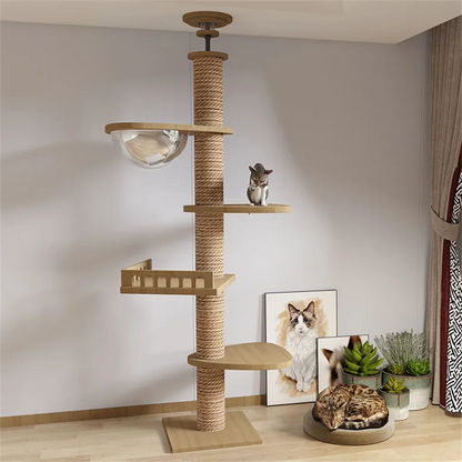 Adjustable Cat Tree  With Scratching Post