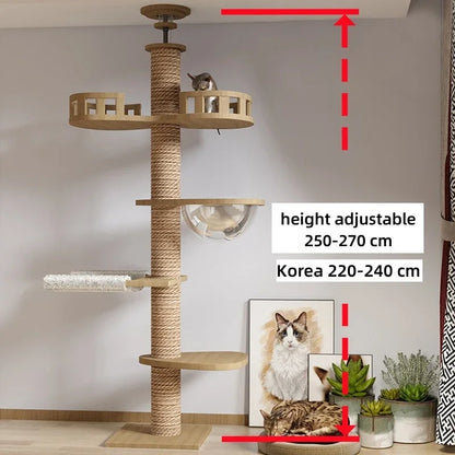Adjustable Cat Tree  With Scratching Post