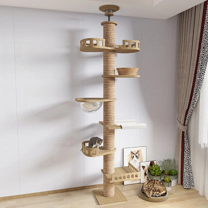 Adjustable Cat Tree  With Scratching Post